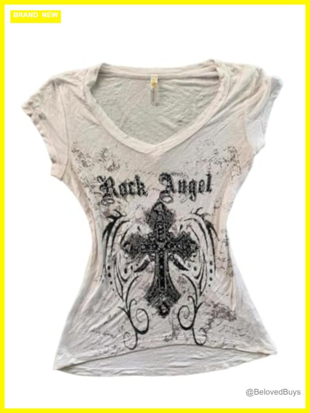 Y2K Grunge Graphic V Neck Slim Fit Short Sleeve Top